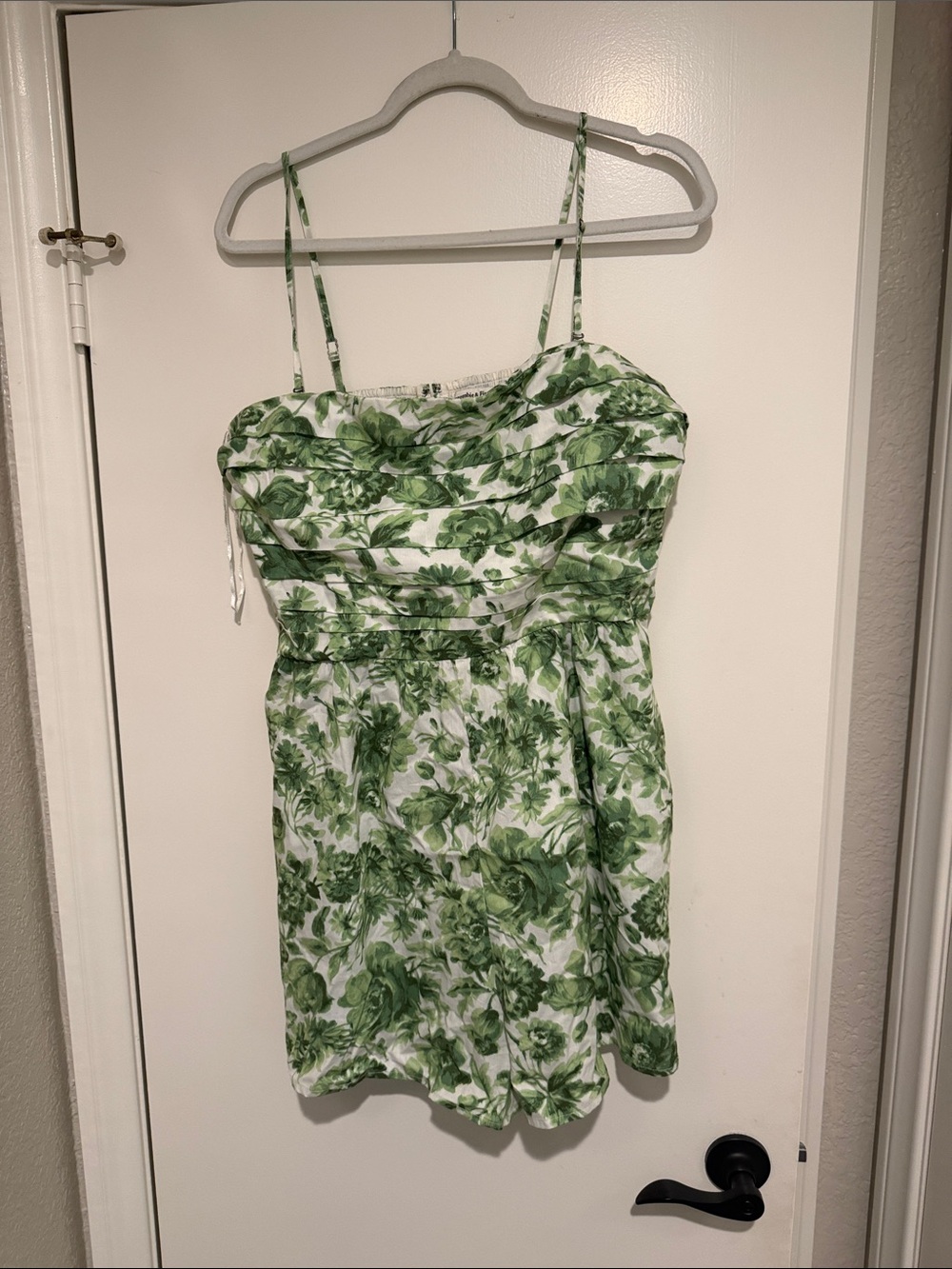 Abercrombie & Fitch White and Green Floral Mini Dress